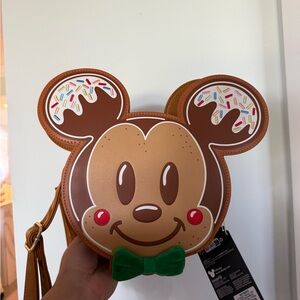 Loungefly 2 Sided Mickey & Minnie Gingerbread Cookie bag